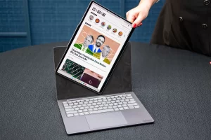 Lenovo showcased the ThinkBook VertiFlex concept at IFA 2025, a laptop with a swiveling screen that shifts between landscape and portrait modes.