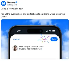 Bluesky Adds Drafts Feature as User Demand Grows