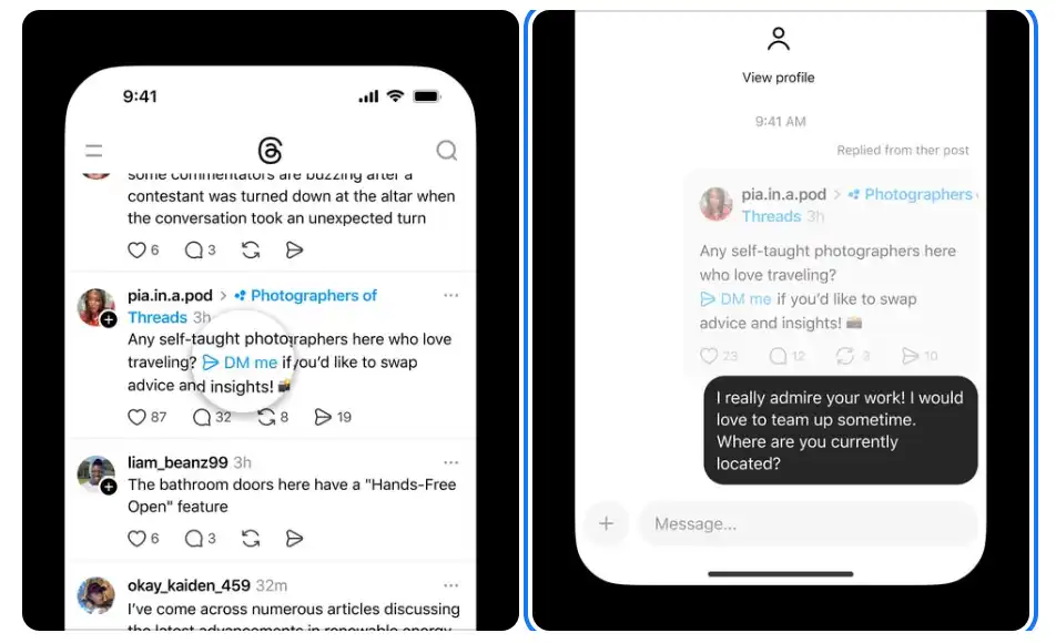 Threads Tests ‘DM Me’ Shortcut to Make Private Messaging Faster